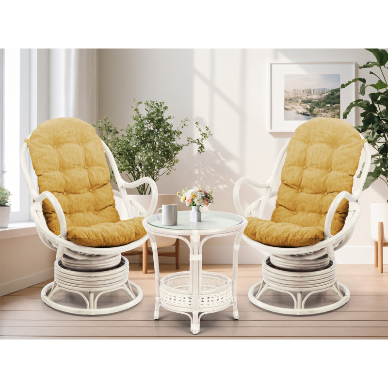 Upholstered Swivel Accent Chair, Light Brown, White