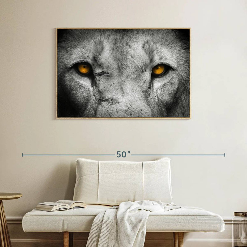 Pop aux yeux de lion, Cadre flottant en bois naturel, 40 po x 27 po