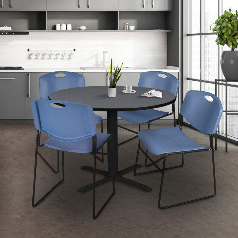 Neyland Cain Dining Table, Bleu, H 29 po x l 48 po x P 48 po, Gris