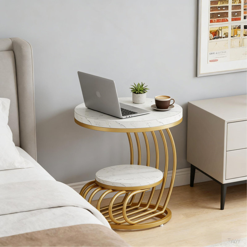 Table de chevet, table de bout, table d'appoint, canapé rond en faux marbre