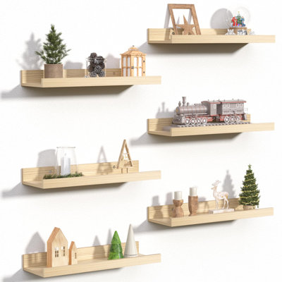 Wall Wooden Shelves For Decorative Storage, Set Of 6, Suitable For Bedroom, Living Room, Bathroom, Etc.
