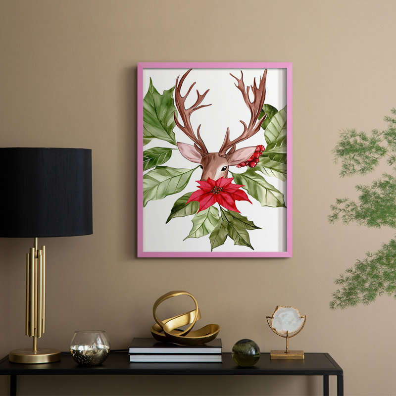 «Christmas Holiday Art DCCCL», reproduction encadrée - bois massif, Rose, H 11 po x l 9 po