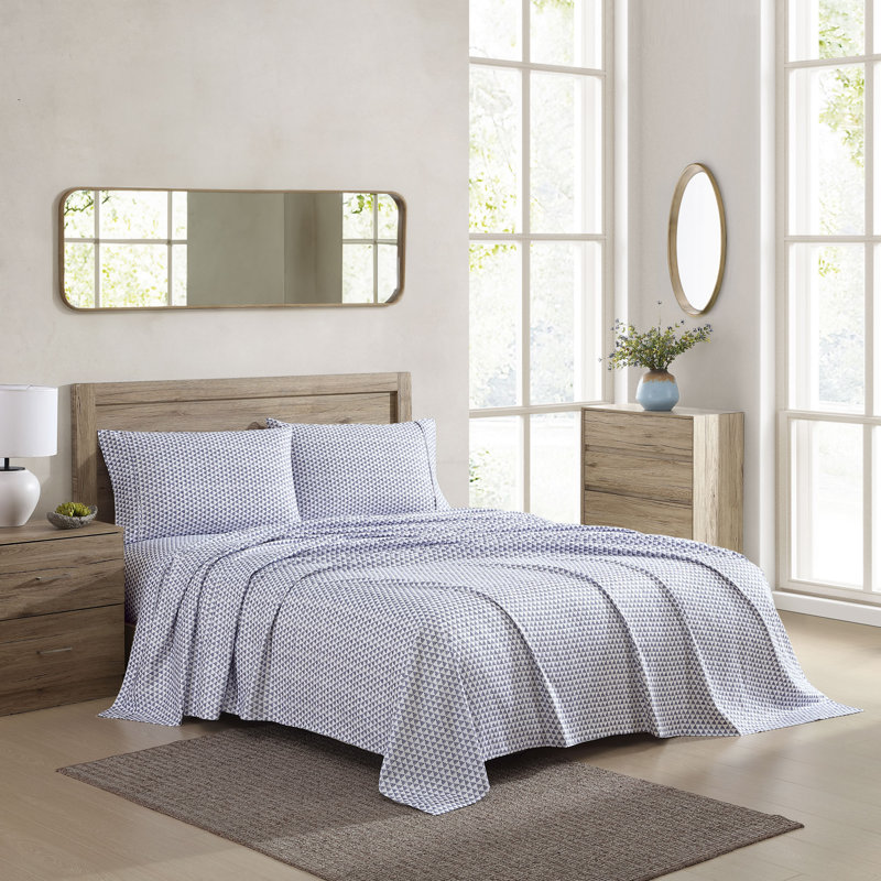 Northside 300 Thread Count Geometric 100% Cotton Sateen Sheet Set, Twin