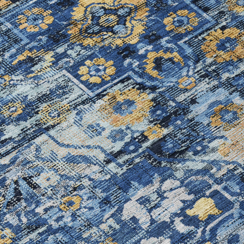 Tapis lavable à la machine intérieur / extérieur ACN2782 Global Chantille, Marine, 8 pi x 10 pi