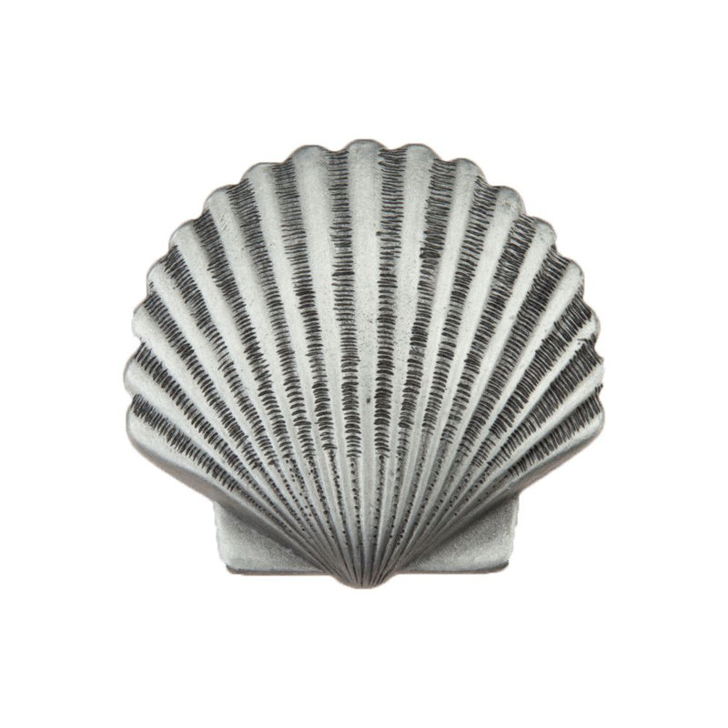 Antique Pewter Scallop Shell Cabinet Knob with Mounting Hardware