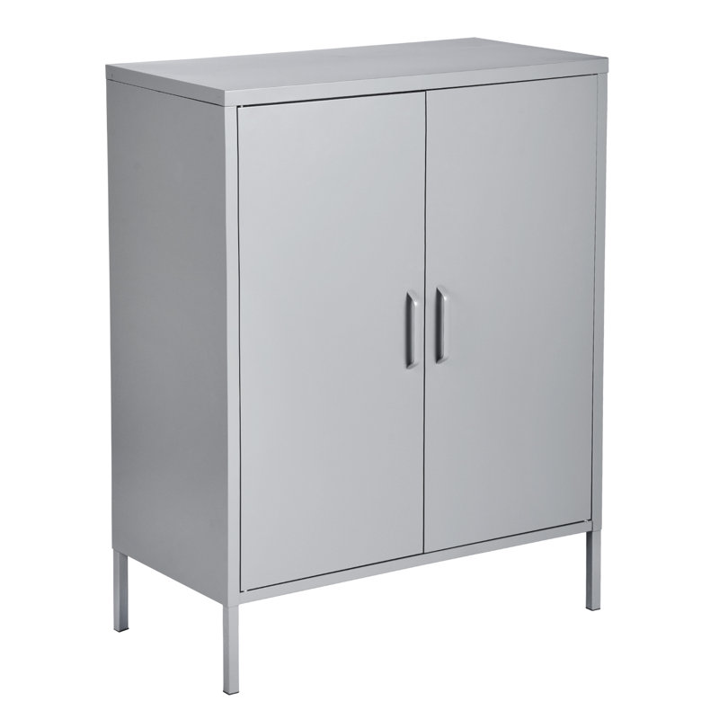 Akers 2 -Door 3 -Shelf, Grey