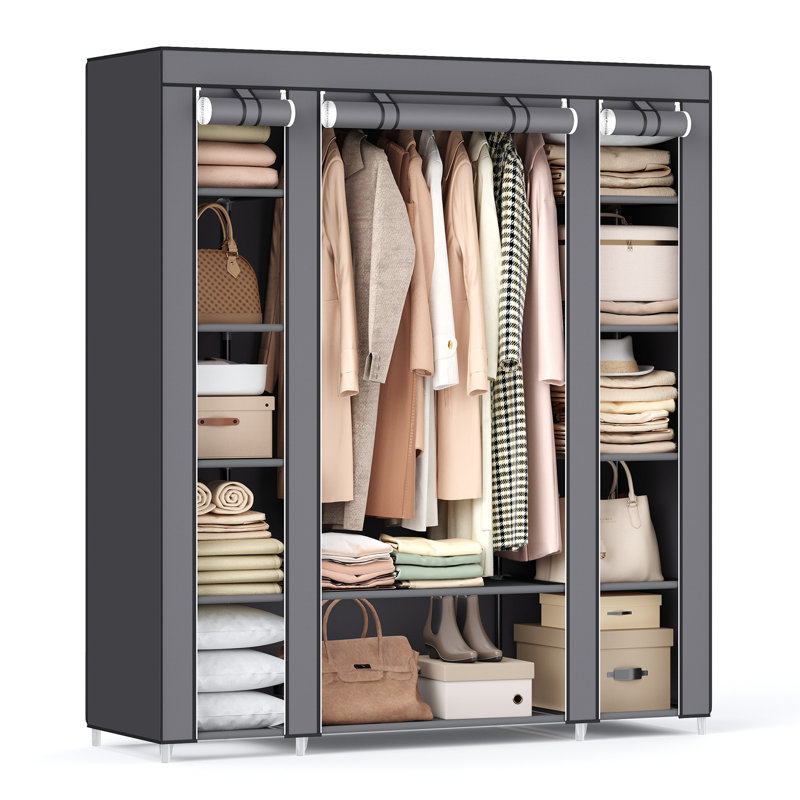 Mccaskill 150cm Portable Wardrobe, Grey