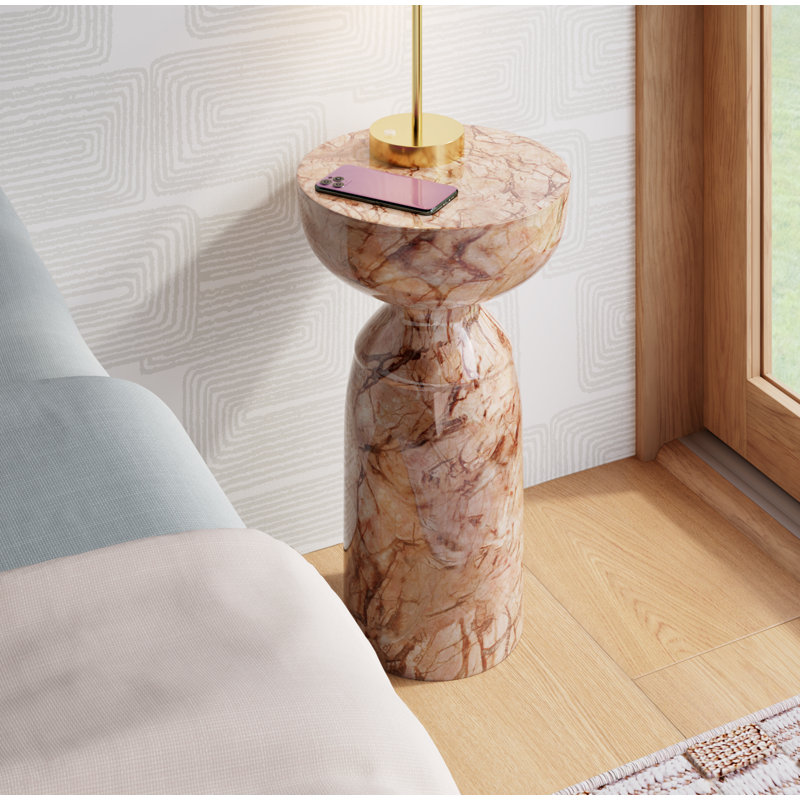 Macey Concrete Pedestal End Table, Marbre crépuscule