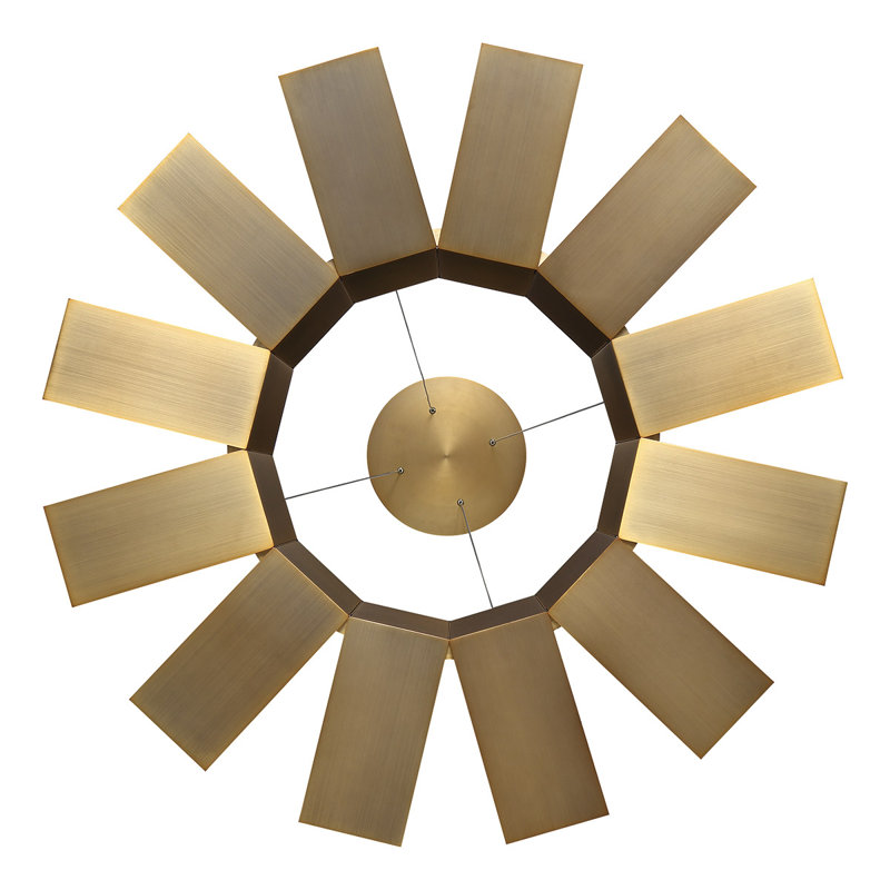 Aged Brass 12-Light LED Drum Chandelier with Sanded Acrylic Diffuser
