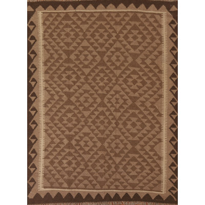 Geometric Brown Kilim Oriental Area Rug 5x6