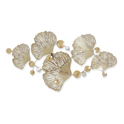 Décoration murale feuille de ginkgo en métal - 27 po x 27 po