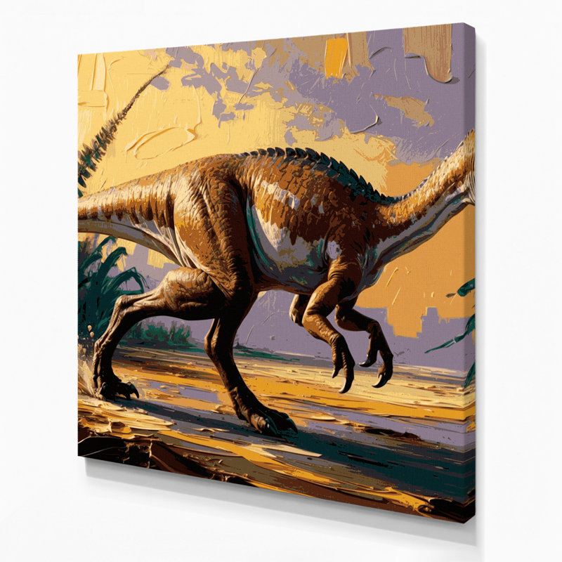 «Dinosaur Gallimimus», art mural sur toile noire, H 32 po x l 32 po