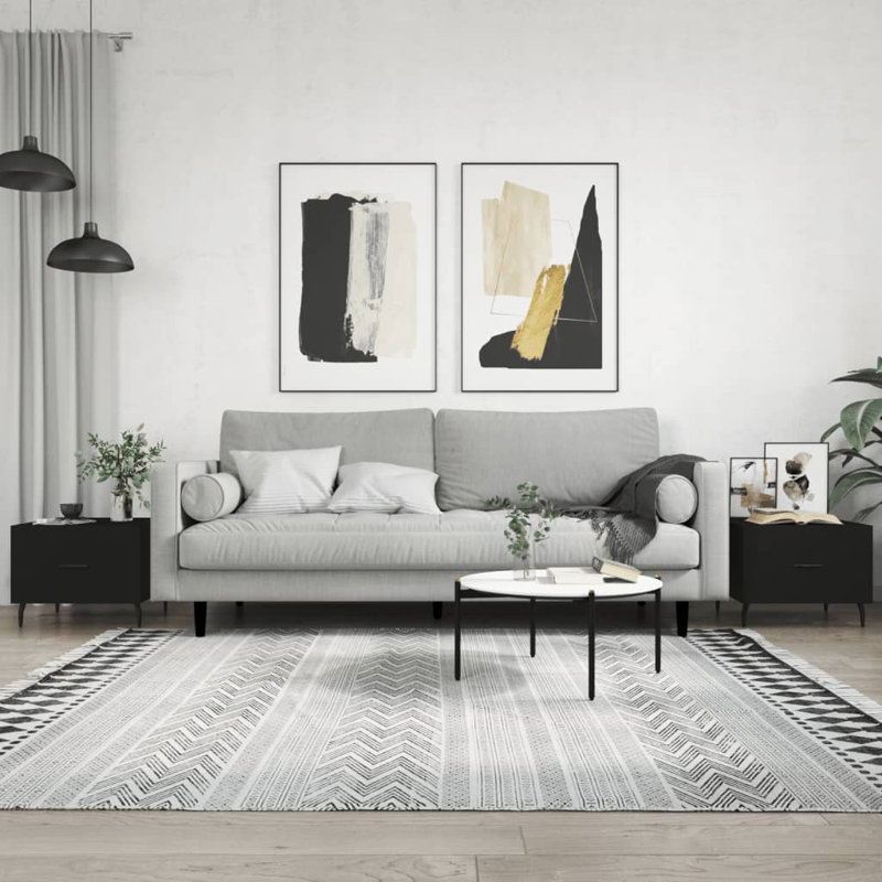 Four Leg Coffee Table with Storage, black