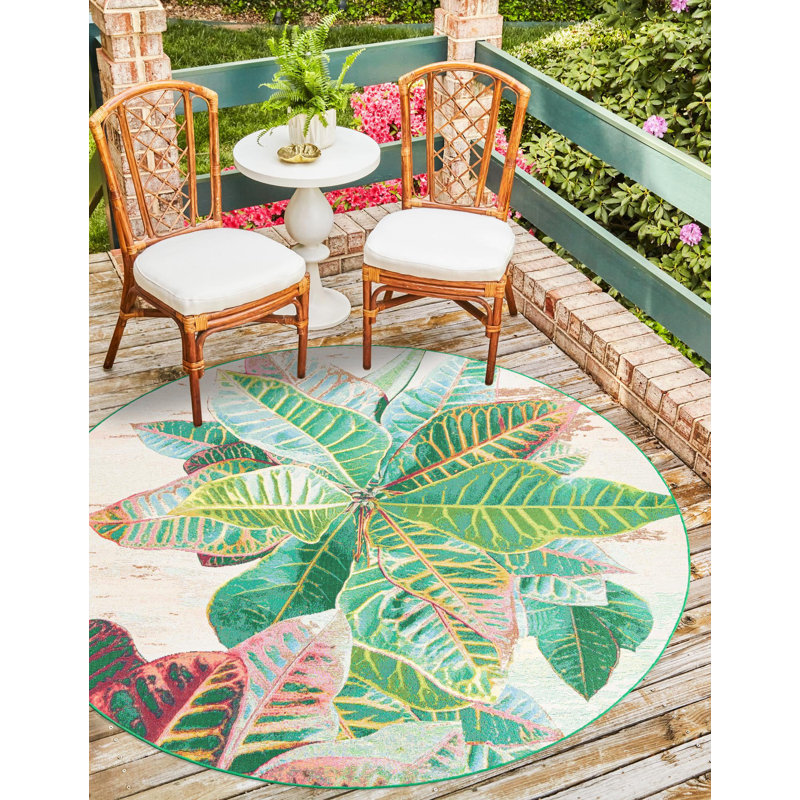 Tapis d'intérieur / extérieur tissé à la machine Firman, Rond 5 pi 1 po