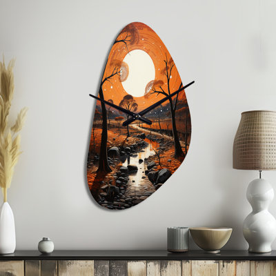 Art africain mirage nocturne I - art africain asymétrique horloge murale en métal, forme traditionnelle unique horloge murale