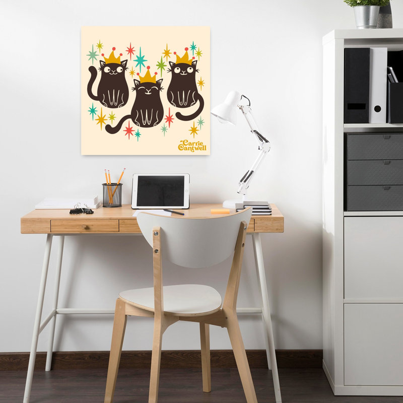 Art contemporain rétro, art de chat, H 18 po x l 18 po