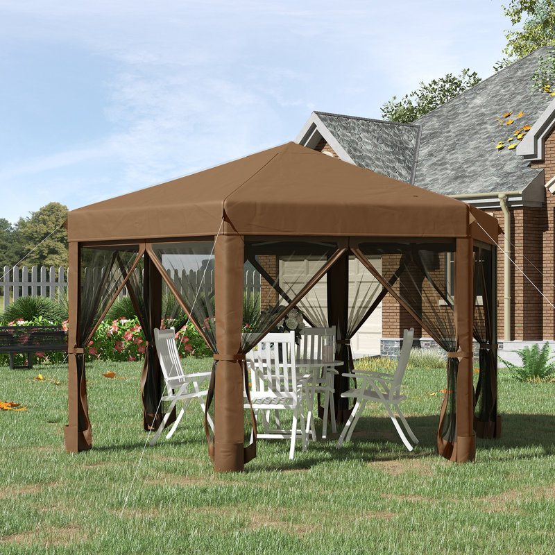 Ahsley 3m x 3m Steel Patio Gazebo, Brown