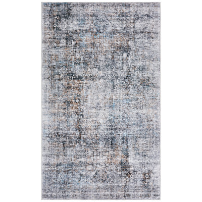 Tapis bleu uni en polyester tissé à la machine Talena