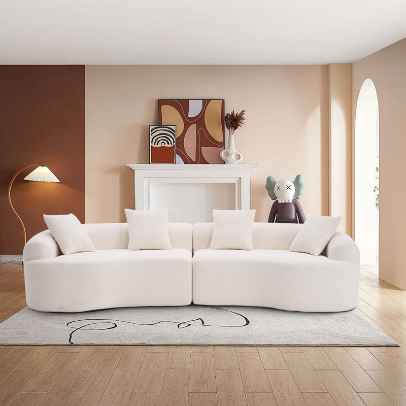 Canapé modulaire rembourré en chenille 3 places sans cadre Modern Modern, Blanc