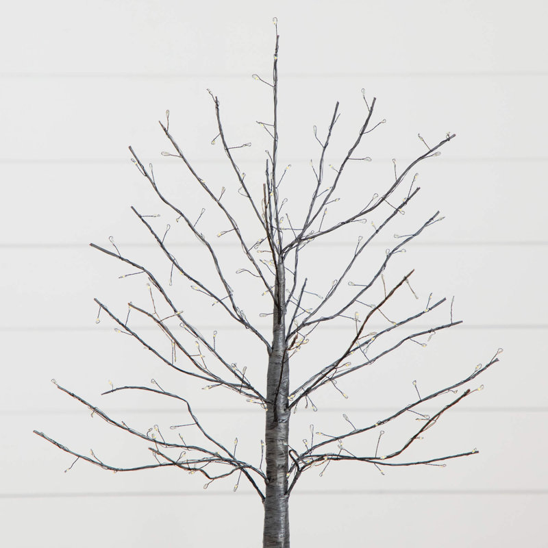 2 pi. Arbre de Noël artificiel pré-éclairé noir avec 210 lumières DEL en fil de cuivre féerique blanc chaud