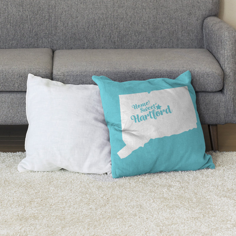 Housse de coussin et insert, Bleu sarcelle, H 28 po x l 28 po, Hartford/Connecticut
