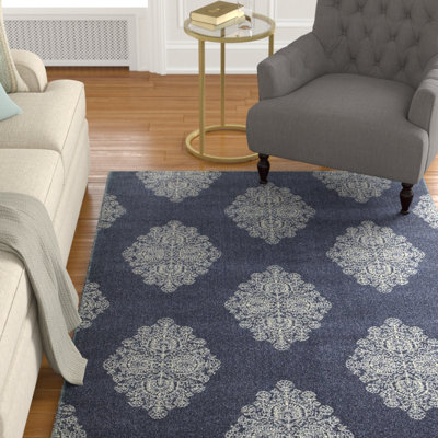 Tapis géométrique bleu / ivoire Darren