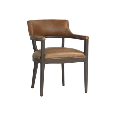Brylea 20.5'' H Genuine Leather Upholstered Oak Armchair