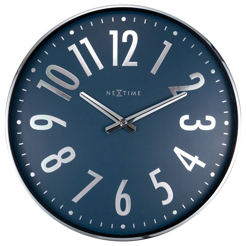 Metal Wall Clock, Blue/Silver