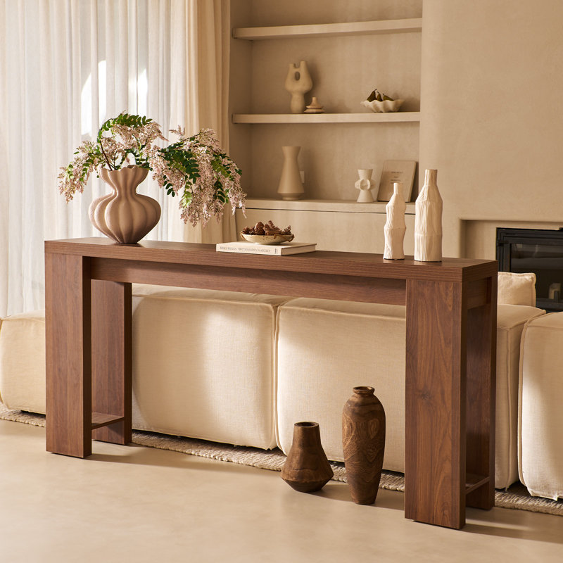 Table console extra longue 71 po - Canapé d'entrée dans le couloir pour le salon Farmhouse, Bois de noyer