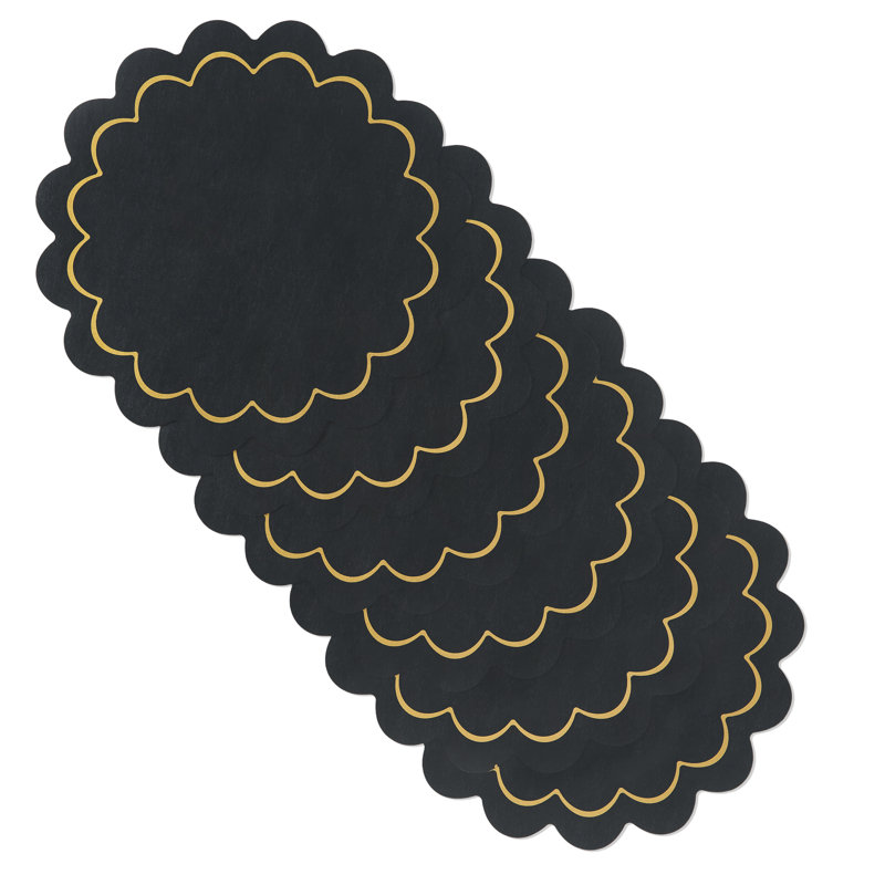 Ensemble de 6 napperons à bordure festonnée 15 po KATE SPade New York, Noir / or