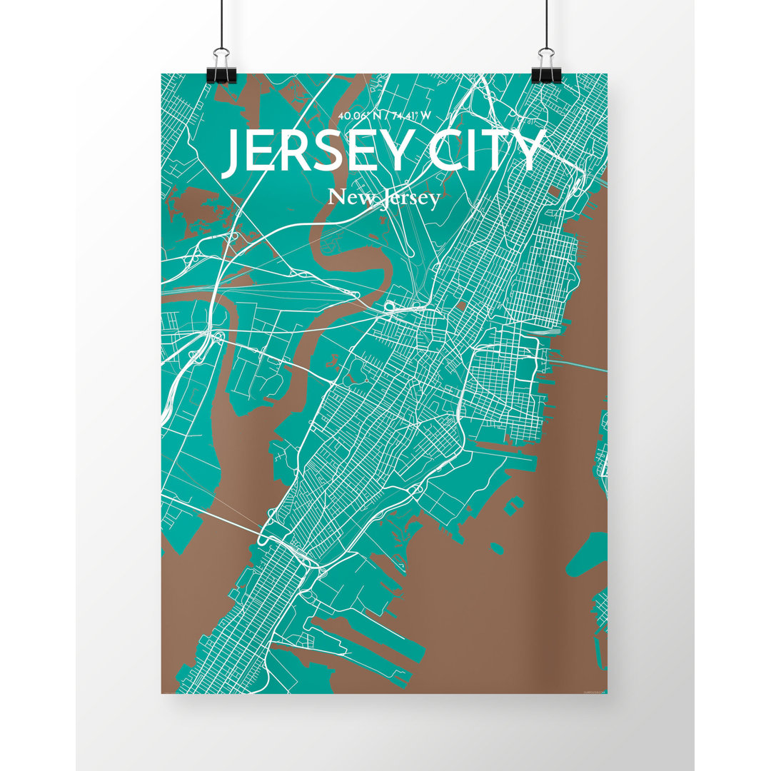 Jersey City City Map - No Frame Print