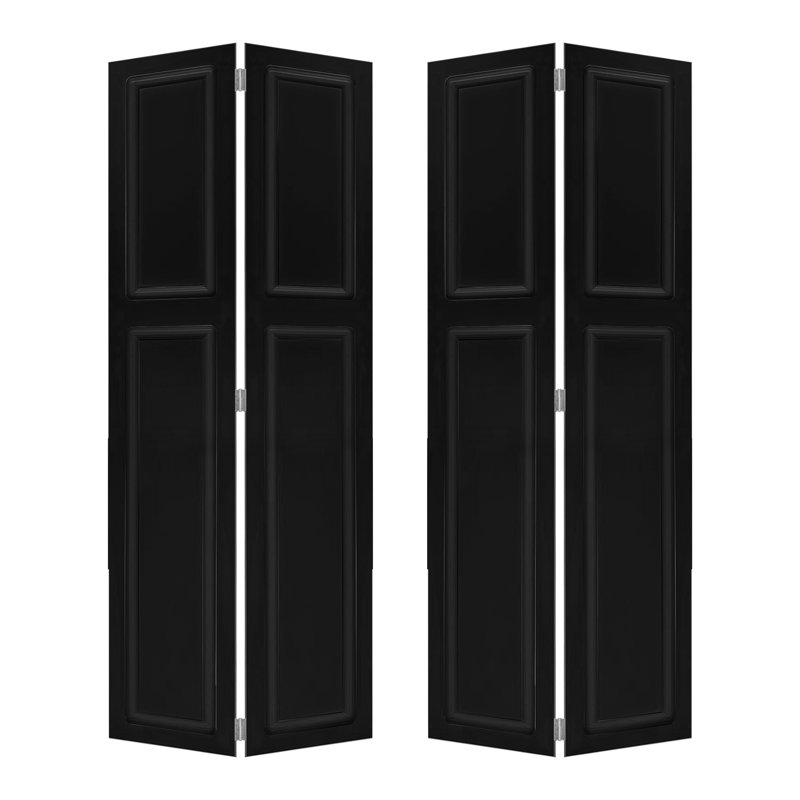 Doubel 2 panneaux pliables 80 po x 48 po Doubel Porte de grange coulissante en bois aggloméré noir avec ensemble de quincaillerie