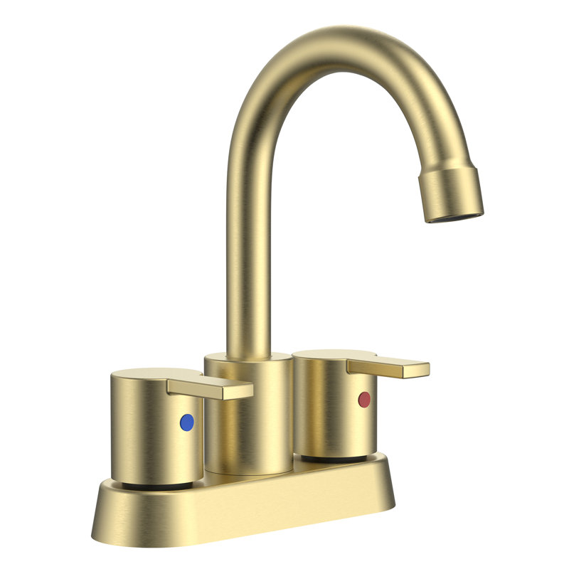 Robinet de salle de bain à 2 poignées avec ensemble de drain Alamo inclus en nickel brossé, Or brossé