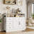 47" Farmhouse Sideboard Buffet Cabinet with Drawers & Built-In Power Hub, Rustic Coffee Bar Pantry Storage Cupboard for Living or Dining Room-1449927514