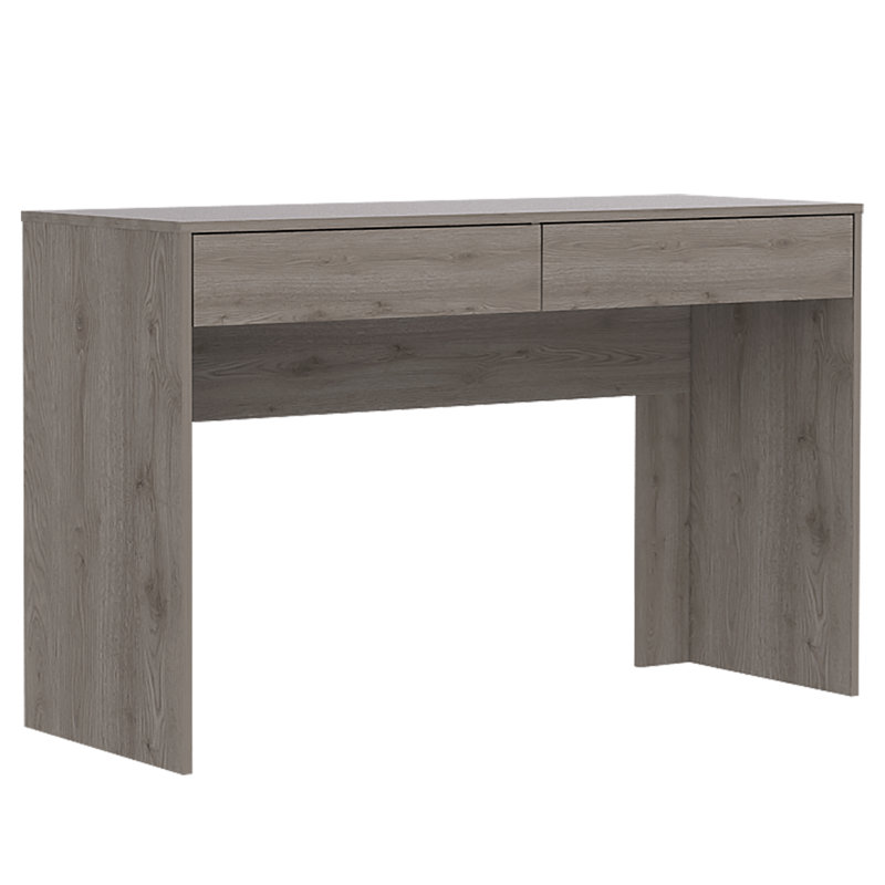 Bureau d'ordinateur Oslo avec deux tiroirs et rangement - Gris clair, Gris cendre