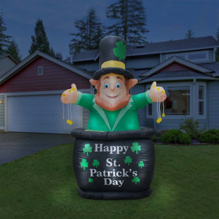 Décoration de jardin gonflable en forme de lutin doré de 9 pi pour la fête de Saint-Patrick Holidayana
