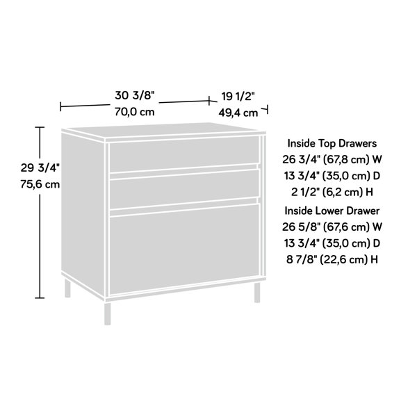 Archivador Brecht de 30,32'' de ancho y 3 cajones