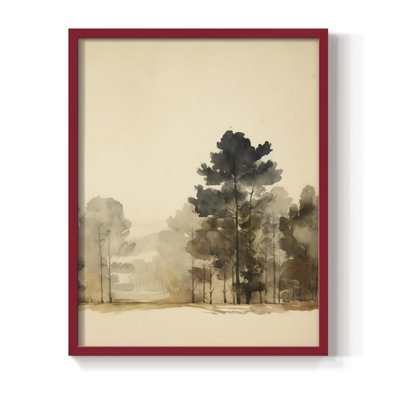 «Vintage Landscape V», reproduction encadrée - bois massif, H 11 po x l 9 po, Rouge