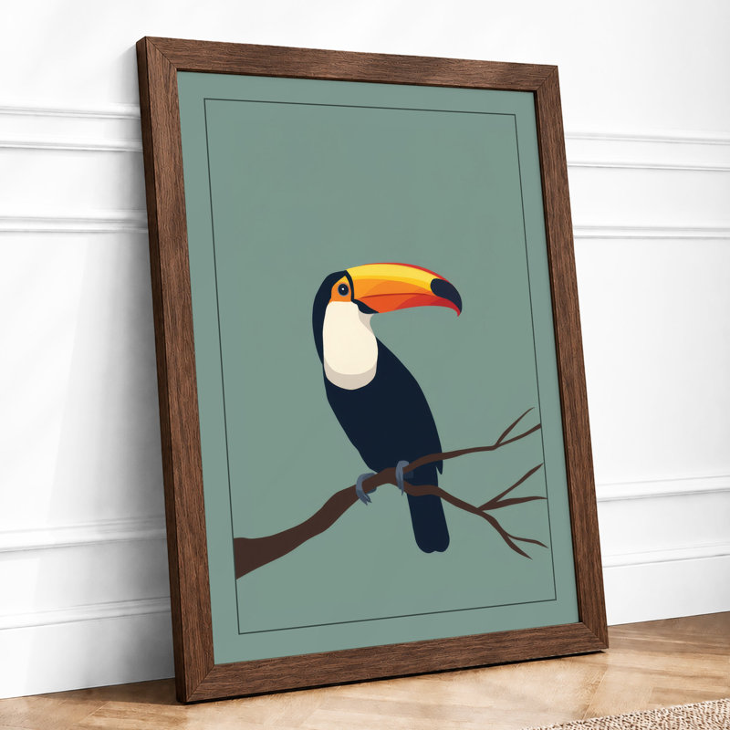 Perching Toucan Modern - Framed Print, A3 - 42.0 x 29.7 cm, Walnut