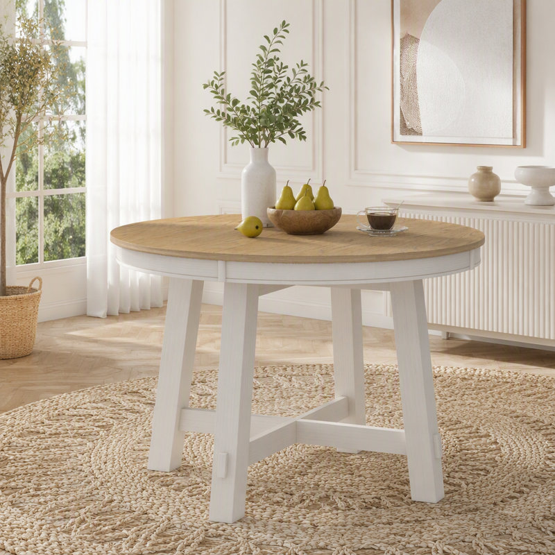 Table de salle à manger extensible Farmhouse, Blanc antique