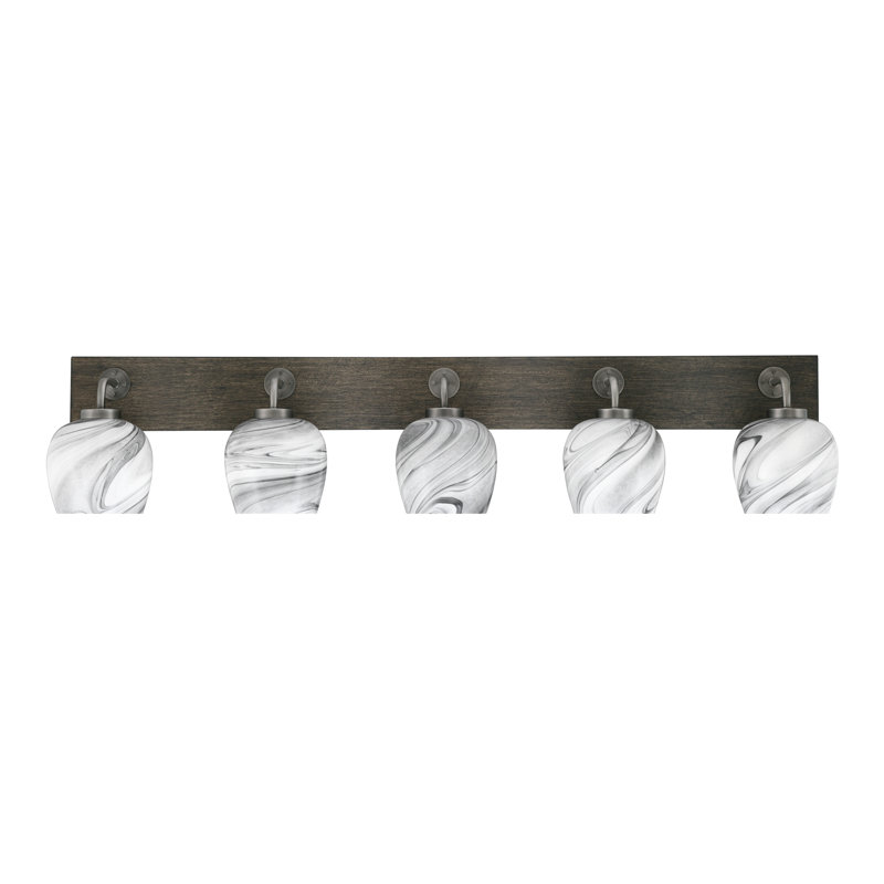 Barre d'éclairage de salle de bain 5 lumières Oxbridge, Graphite / gris vieilli