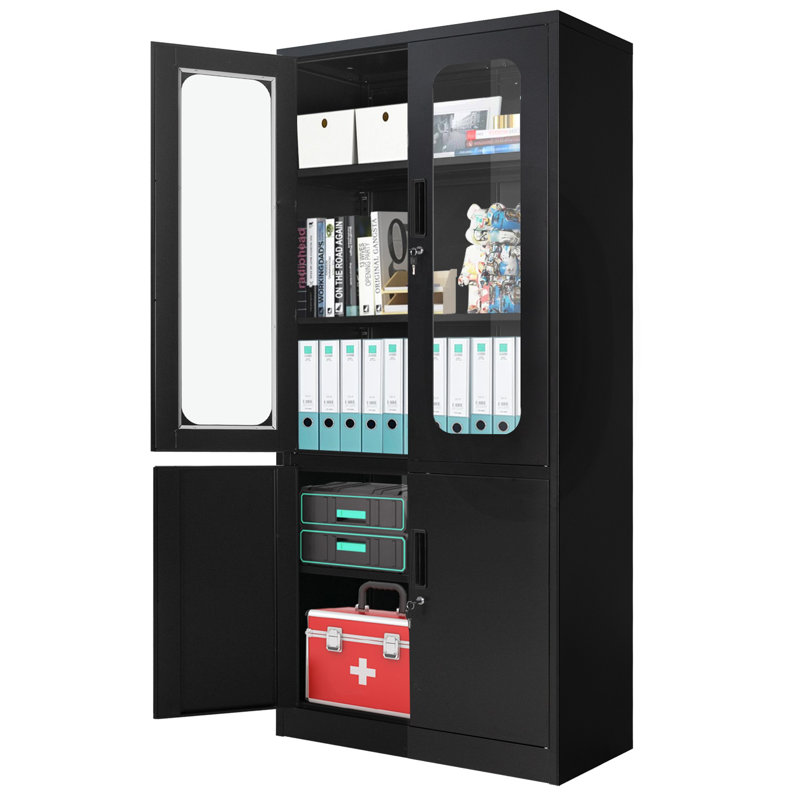 Daniale 32'' Wide 5 - Shelf Storage Cabinet, Black