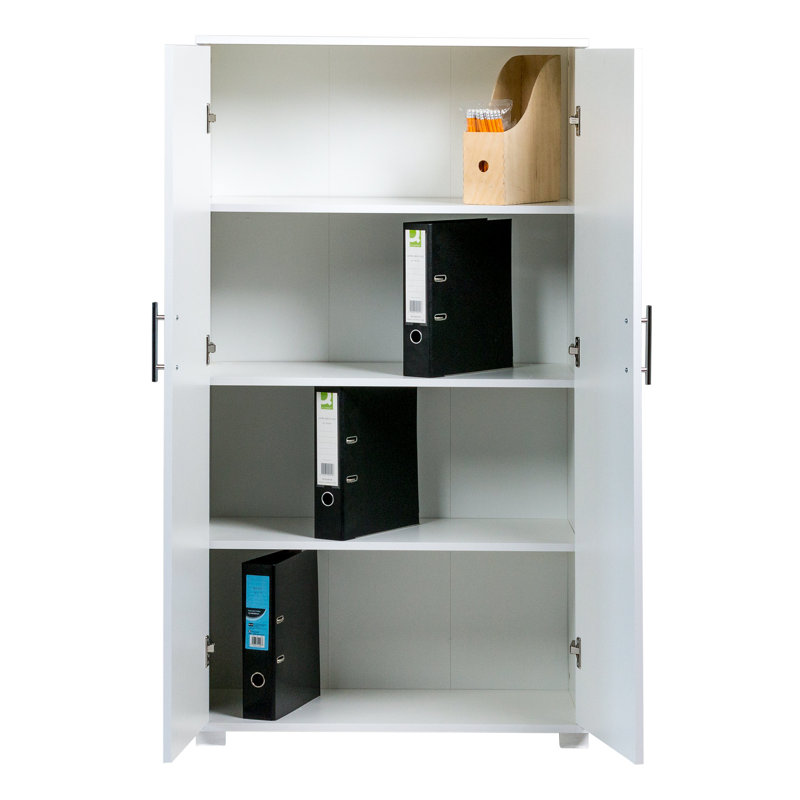 Wines Office Storage Cupboard, 2 Door Lockable 3 -Shelf Storage Cabinet, White
