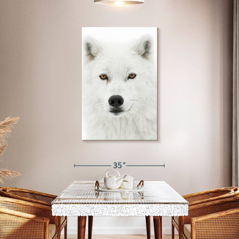 Loup blanc d'hiver, H 45 po x l 30 po