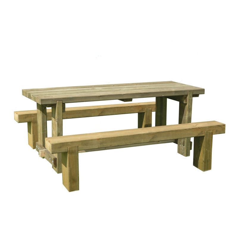 Refectory 4 - Person Wood Patio Dining Set with Rectangular Table, H75 x L180 x W75cm
