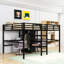Lit mezzanine en métal avec bureau, armoire et tablettes-1198596678