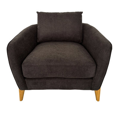 Chaise d'appoint Comfy Modern, option de couleur brune, revêtement, structure en bois de pin, assise mi-ferme