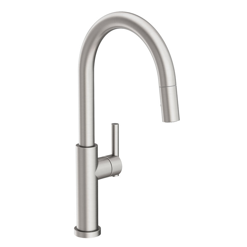 East Linear Pull Down Single Handle Kitchen Faucet, Stainless Steel