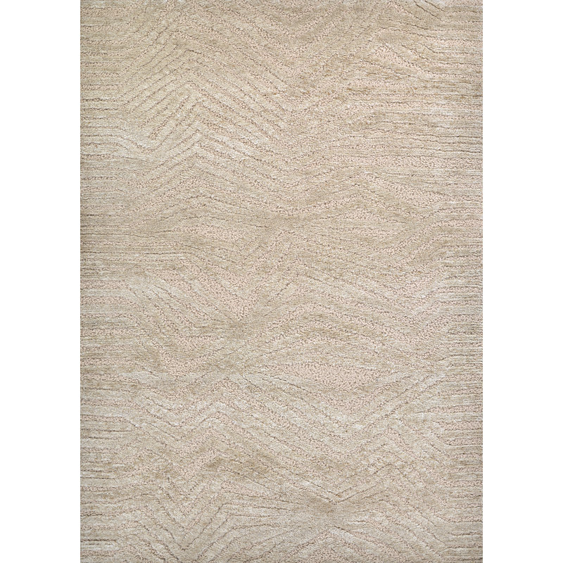 Tapis abstrait en laine fait à la main Felicien, Rectangle de 5 pi x 8 pi