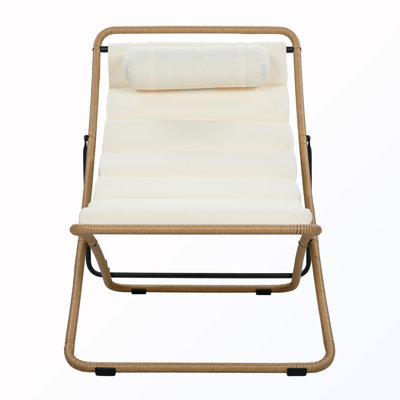 Méridienne pliante d'extérieur 2 pièces avec dossier et coussin réglables et appui-tête amovible